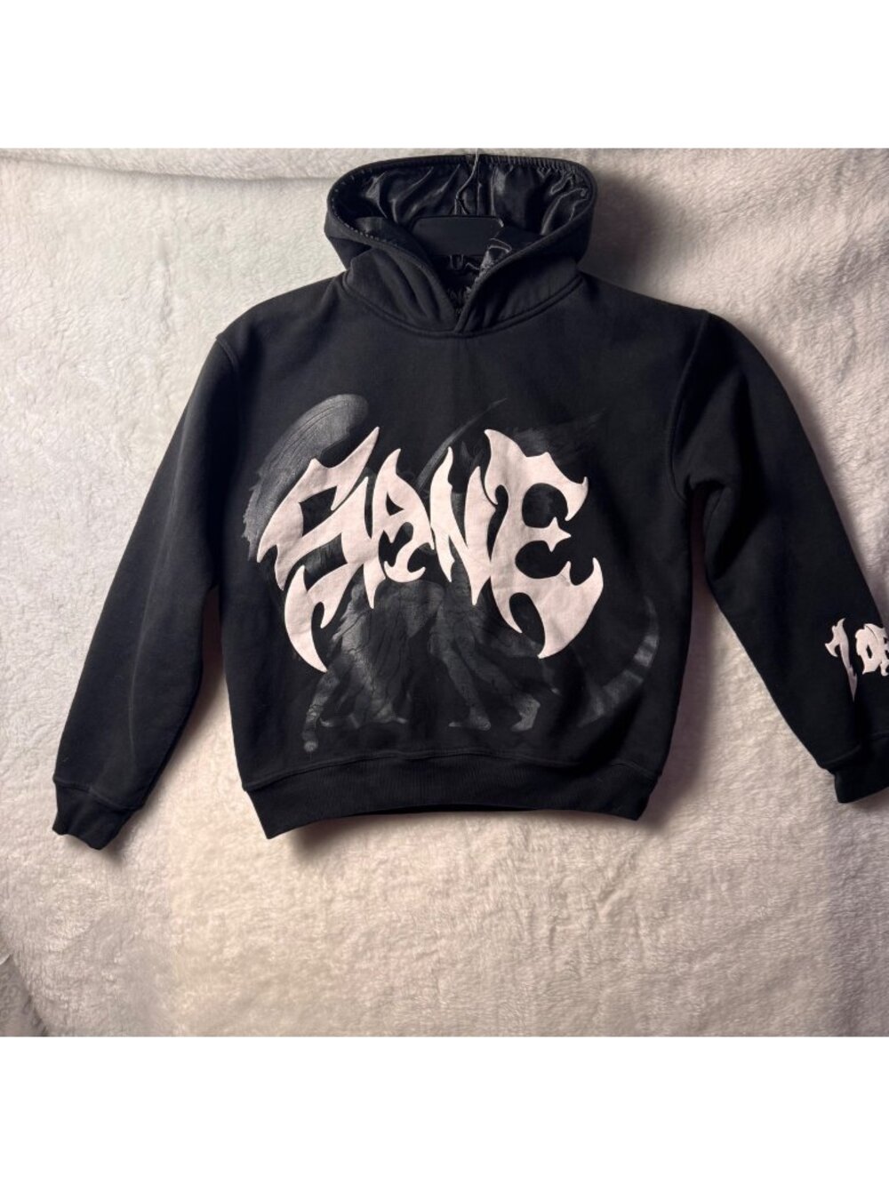 Sane Black Gothic Hoodie Bat Graphics Size M Unisex Streetwear Sweatshirt grunge